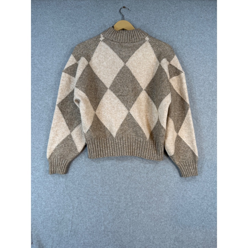 Pringle of Scotland H&M Small Argyle Sweater Preppy Wool Blend Mock Neck - Picture 2 of 7